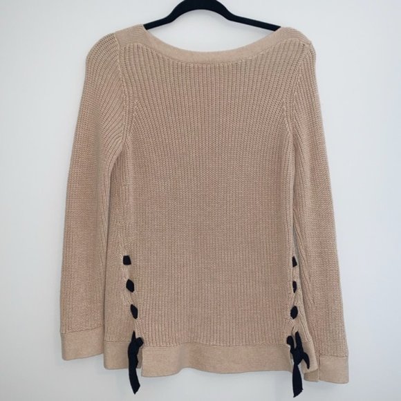LOFT Sweaters - LOFT CAMEL SWEATER WITH TIE SIDES SIZE SMALL NWOT